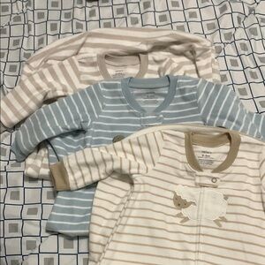 Striped Baby Sleepers with Sheep Design